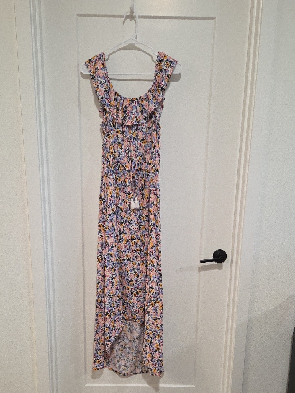 Floral Ruffled Maxi Dress in Pink and Yellow